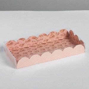 Коробка для кондитерских изделий с PVC-крышкой Bon appetit, 21 ? 10,5 ? 3 см
