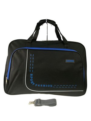 Большая дорожно-спортивная сумка из текстиля, цвет чёрный с синим
