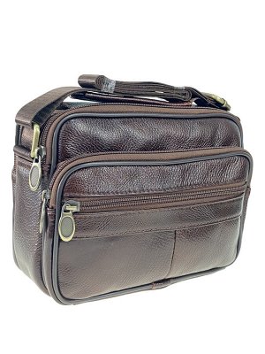 Мужская плечевая сумка для документов из натуральной кожи, цвет коричневый