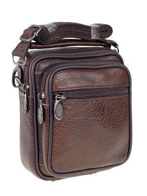 Кожаная мужская сумка на пояс, цвет коричневый
