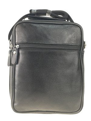 Повседневная мужская сумка из фактурной натуральной кожи, чёрный цвет