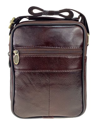 Мужская сумка через плечо для документов из натуральной кожи, цвет коричневый