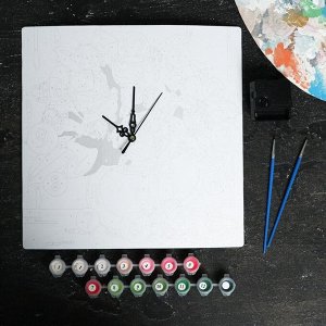Картина по номерам - часы «Букет из пионов», 30х30 см