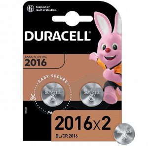 Батарейка литиевая Duracell, CR2016-2BL, 3В, блистер, 2 шт.