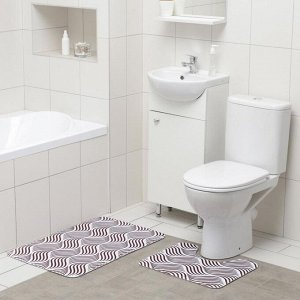 Набор ковриков для ванны и туалета Доляна «Волна», 2 шт: 50x80, 40x50 см, цвет коричневый