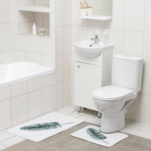 Набор ковриков для ванны и туалета Доляна «Тропический лист», 2 шт: 50x80, 40x50 см