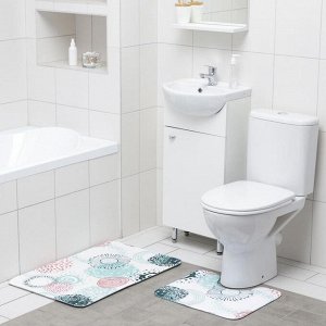 Набор ковриков для ванны и туалета Доляна «Абстракция», 2 шт: 50?80, 40?50 см