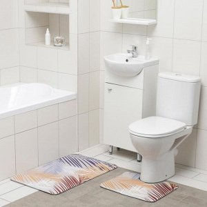 Набор ковриков для ванной и туалета Доляна «Тропический», 2 шт: 50?80, 40?50 см