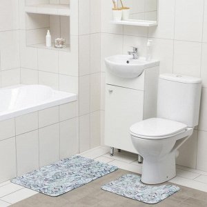 Набор ковриков для ванны и туалета Доляна «Рэли», 2 шт: 50?80, 40?50 см