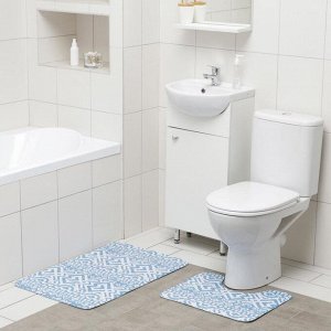 Набор ковриков для ванной и туалета Доляна «Печать», 2 шт: 50?80, 40?50 см
