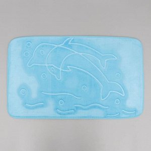 Коврик Доляна «Дельфины», 50x80 см, цвет синий