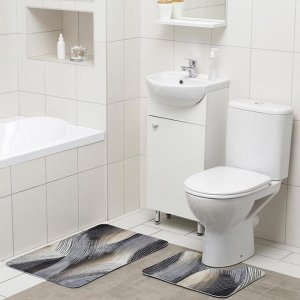 Набор ковриков для ванны и туалета Доляна «Саванна», 2 шт: 50?80, 40?50 см