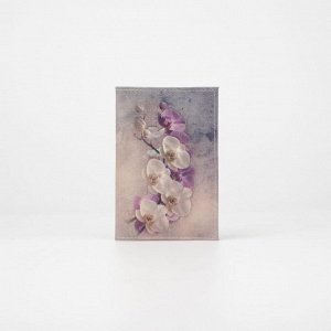 Обложка для паспорта, цвет серый, «Орхидея»