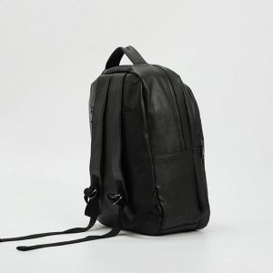 Рюкзак, 2 отдела на молниях, 3 наружных кармана, цвет чёрный