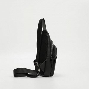Сумка-слинг, 2 отдела на молниях, наружный карман, дышащая спинка, цвет чёрный