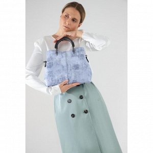 Сумка-тоут, 3 отдела на молниях, наружный карман, длинный ремень, цвет голубой