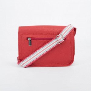 Сумка-мессенджер, отдел на клапане, наружный карман, длинный ремень, цвет красный