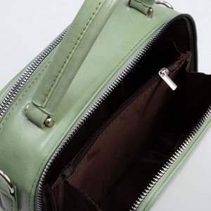 Кросс-боди, 2 отдела на молнии, наружный карман, длинный ремень, цвет зелёный