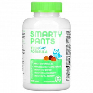 SmartyPants, Teen Guy Formula, пищевая добавка для подростков мужского пола, лимон и лайм, вишня и апельсин, 120 жевательных конфет