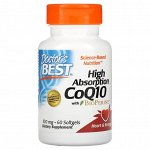Doctor&#039;s Best, коэнзим Q10 с высокой степенью усвоения с BioPerine, 100 мг, 60 мягких таблеток