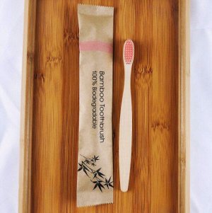 Зубная щетка бамбуковая плоская в крафтовой упаковке (2352)