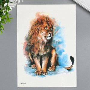 Татуировка на тело цветная "Царь зверей - лев" 21х15 см 7040523