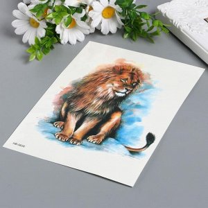 Татуировка на тело цветная "Царь зверей - лев" 21х15 см