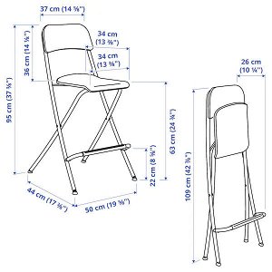 IKEA FRANKLIN ФРАНКЛИН Стул барный, складной, белый/белый63 см