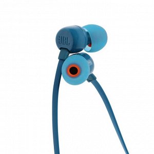 Наушники JBL Tune 110, вакуумные, микрофон, 96 дБ, 16 Ом, 3.5 мм, 1.1 м, синие