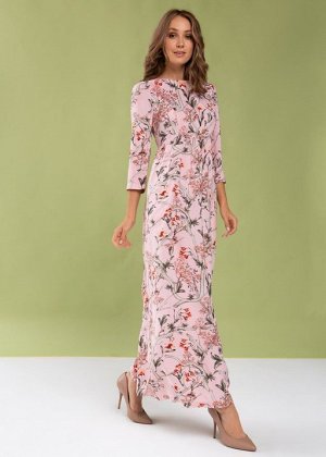 Платье "Лесоль" для беременных и кормящих; цветы/пудровый