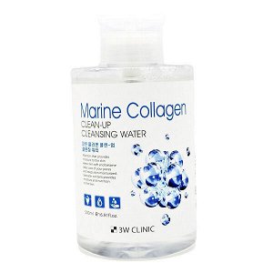 3W Вода очищ. мицеллярная Clean-Up Cleansing Water Marine collagen 500мл
