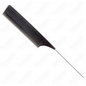 Расчёска для мелирования узкая black, металлическая спица