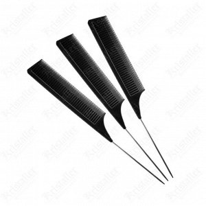Расчёска для мелирования узкая black, металлическая спица
