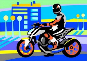 Ркн-073 Набор для творчества LORI Картина по номерам для малышей Мотоциклист