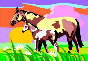 Набор для творчества LORI Картина по номерам для малышей Пара лошадей