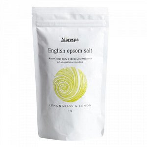 Соль для ванны "English epsom salt" с натуральным эфирным маслом лемонграсса, лимона и иланг-иланг Marespa, 1 кг