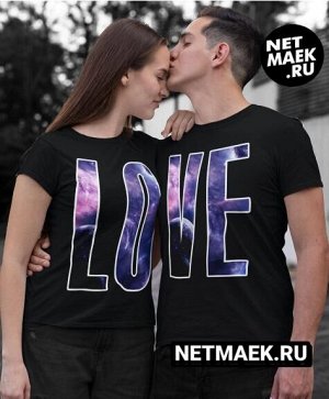 одна футболка из комплекта love космос / модель унисекс / размер l (48-50) / принт мужской