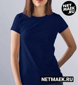 футболка без принта / модель женская / темно синяя / s (42-44)