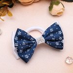 Резинка для волос бант &quot;&quot;Школьница&quot;&quot; d-6 см, сине-белая, цветочки 2800014