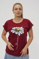 Футболка женская Натали 2 /  Ромашка / Бордо