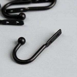 Крючок металл "С шариком" чёрный 4,9х2,5 см