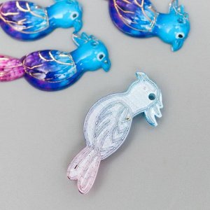 Декор для творчества пластик "Попугай Какаду сине-фиолетовый с золотом" 3,3х1х0,4 см
