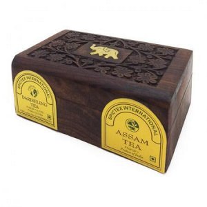Чай Ассам черный и Дарджилинг черный в деревянной коробке Bharat Bazaar 100г