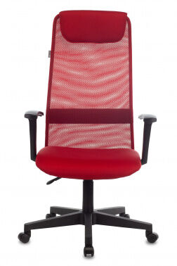Кресло руководителя Бюрократ KB-8 красный TW-35N TW-97N сетка/ткань с подголов. крестовина пластик