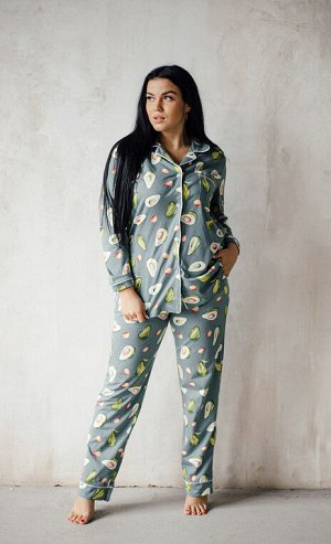 Пижама, домашний костюм Классика 137/олива