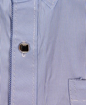 Голубая школьная рубашка в полоску Цвет: голубой