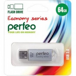 USB-флеш-накопитель PERFEO 64GB E01 Silver economy series Perfeo {Китай}