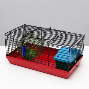 Клетка-мини для грызунов "Пижон" №1, укомплектованная, 27х15х13 см, рубиновая