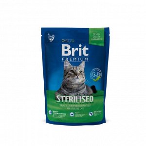 Сухой корм Brit Premium Сat Sterilised для стерилизованных кошек, курица+печень, 800 г