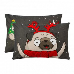 Комплект наволочек «Этель» Сhristmas dog, 50x70 см, 2 шт., бязь, хлопок 100%